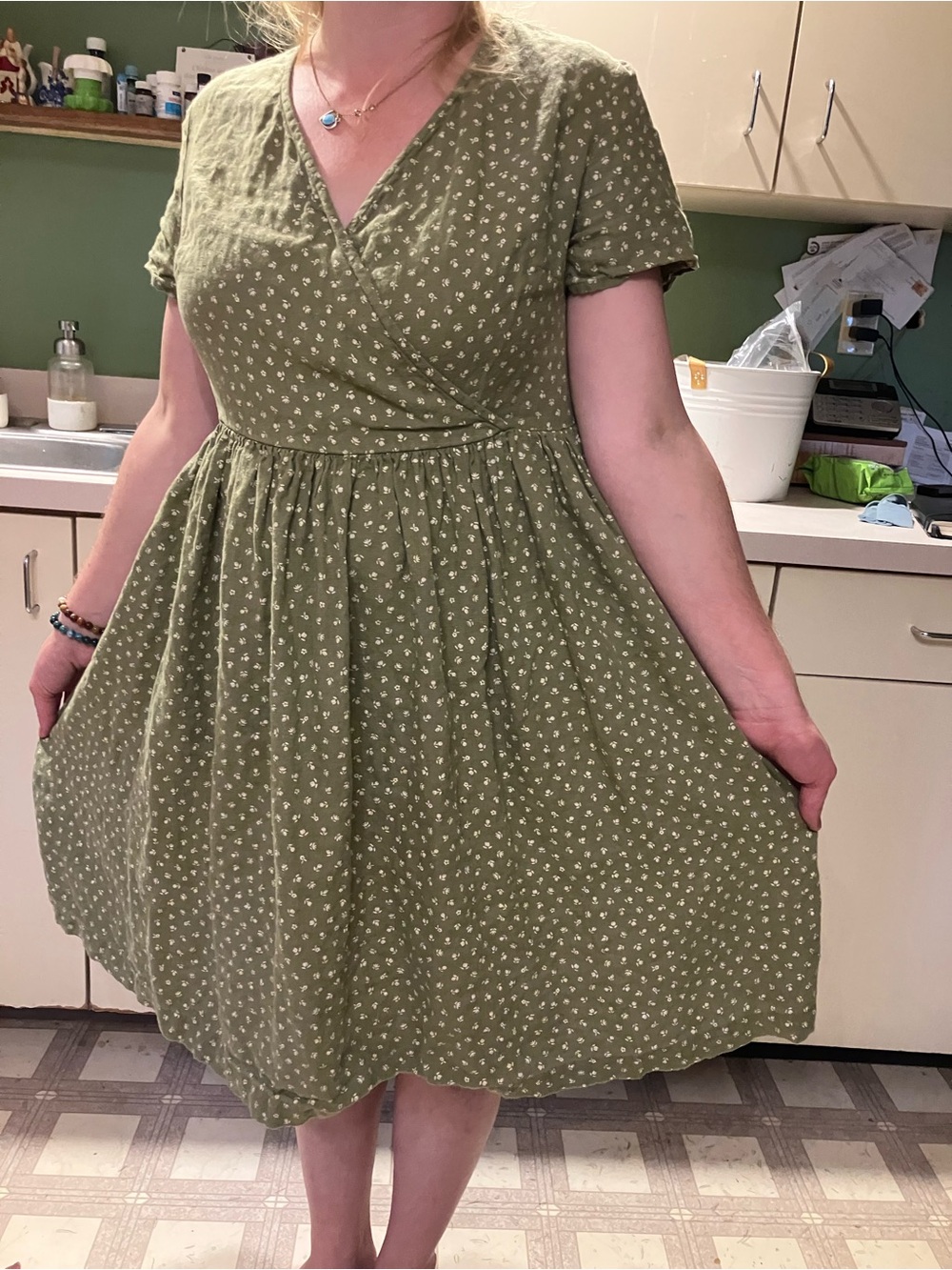 Not perfect linen herbal green Nerja dress
